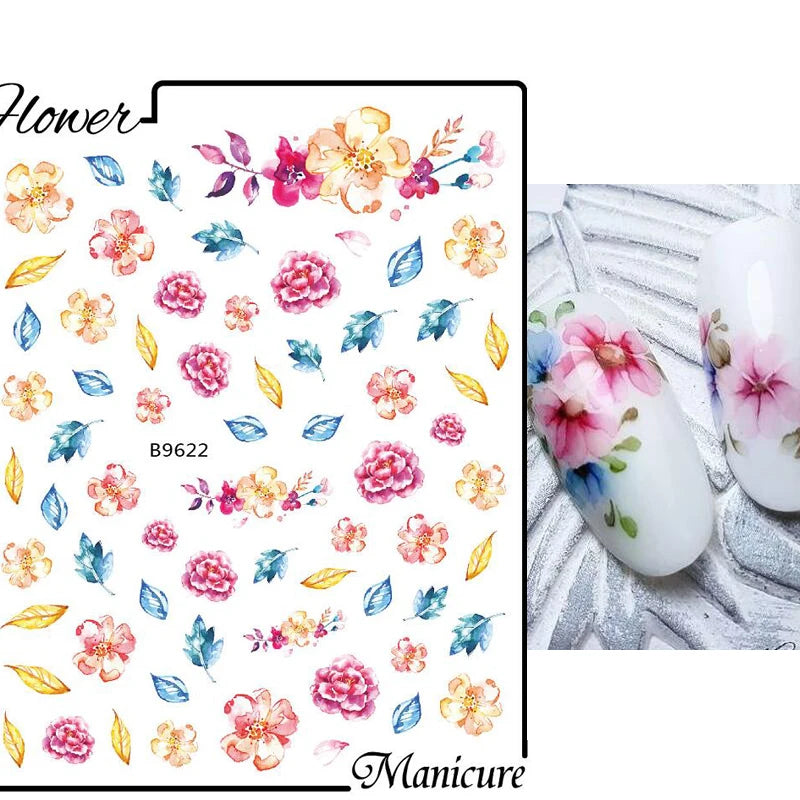 Sunflower Floral 3D Nail Art Water Transfer Decals Stickers