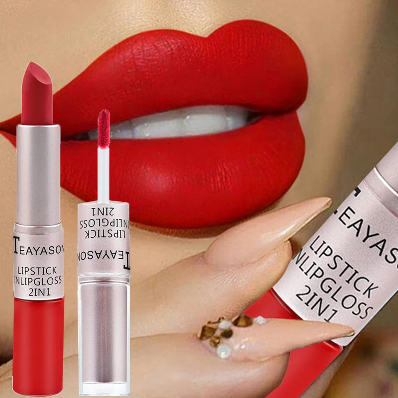 TEAYASON 2-in-1 Velvet Matte Lipstick & Lip Gloss Waterproof
