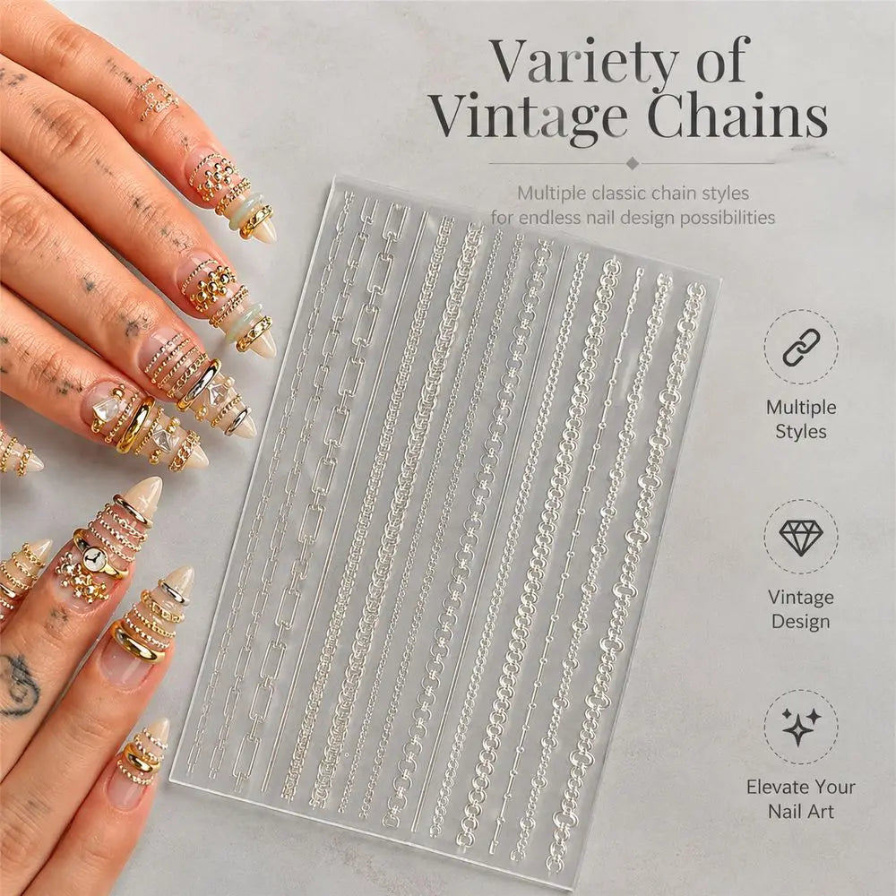 3D Chain Nail Silicone Mold – Reusable DIY Manicure Art Tool Nail Art Mold PRIMED