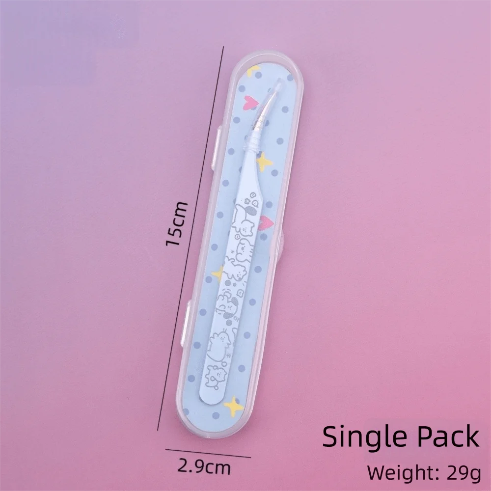 Cartoon Eyelash Extension Tweezers – Stainless Steel Lash Tool Eyelash Tweezers PRIMED Blue-Type A
