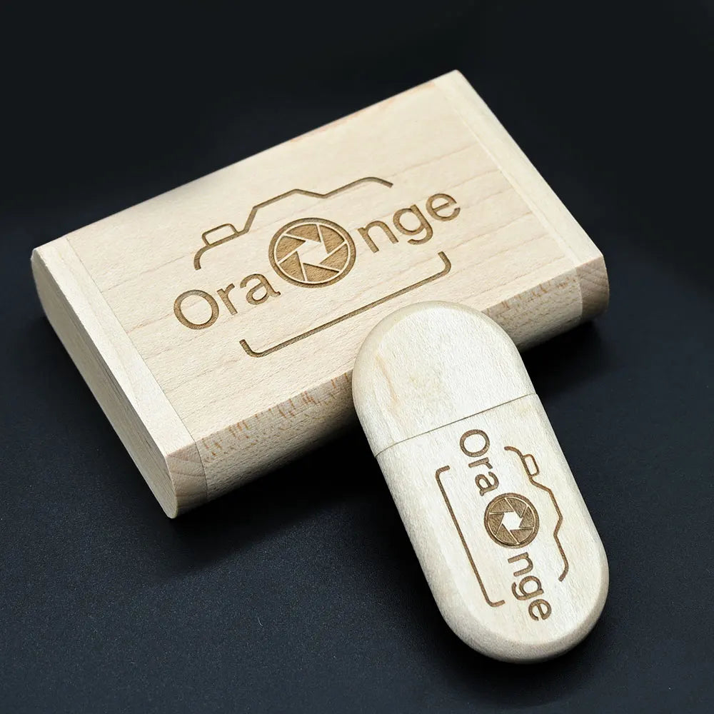 Wooden USB Flash Drive 4–64GB | Free Custom Logo Engraving