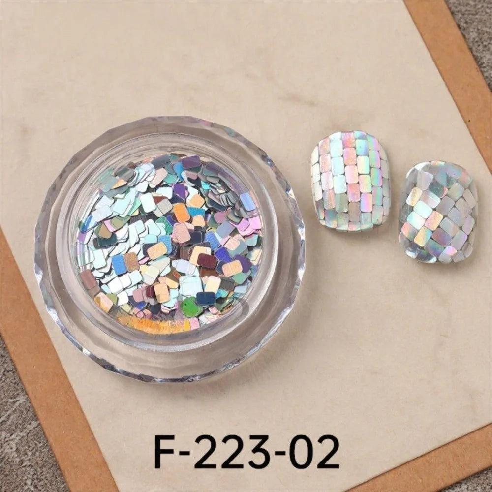 Holographic Square Nail Sequins – Silvery Laser Glitter Art