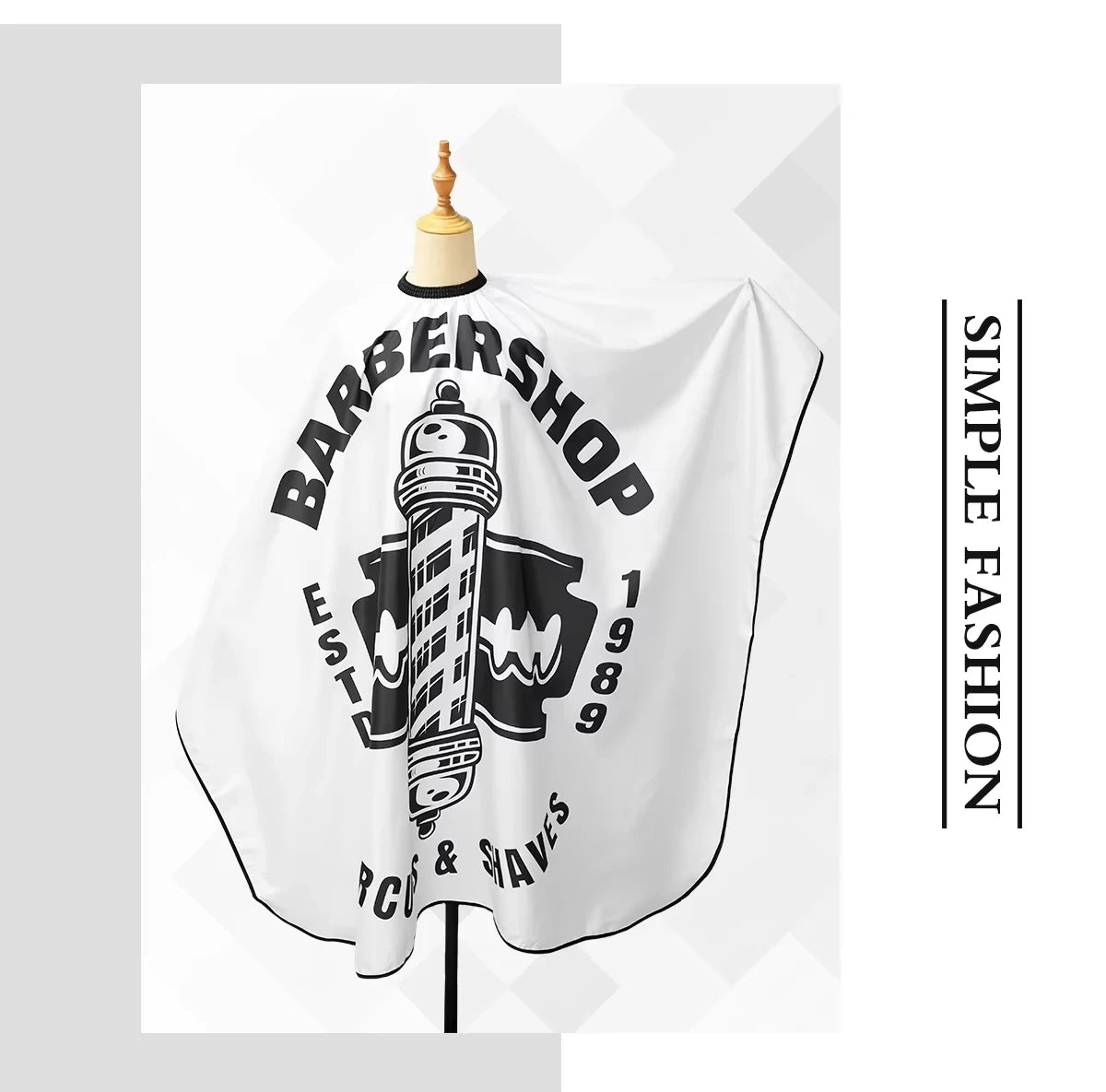 White Barber Haircut Cape – Salon & Home Hairdressing Gown