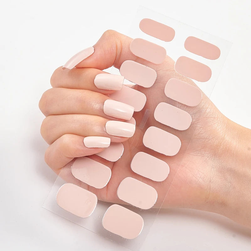 Semi-Cured Gel Nail Wraps Full Cover Stickers – 16pc Set