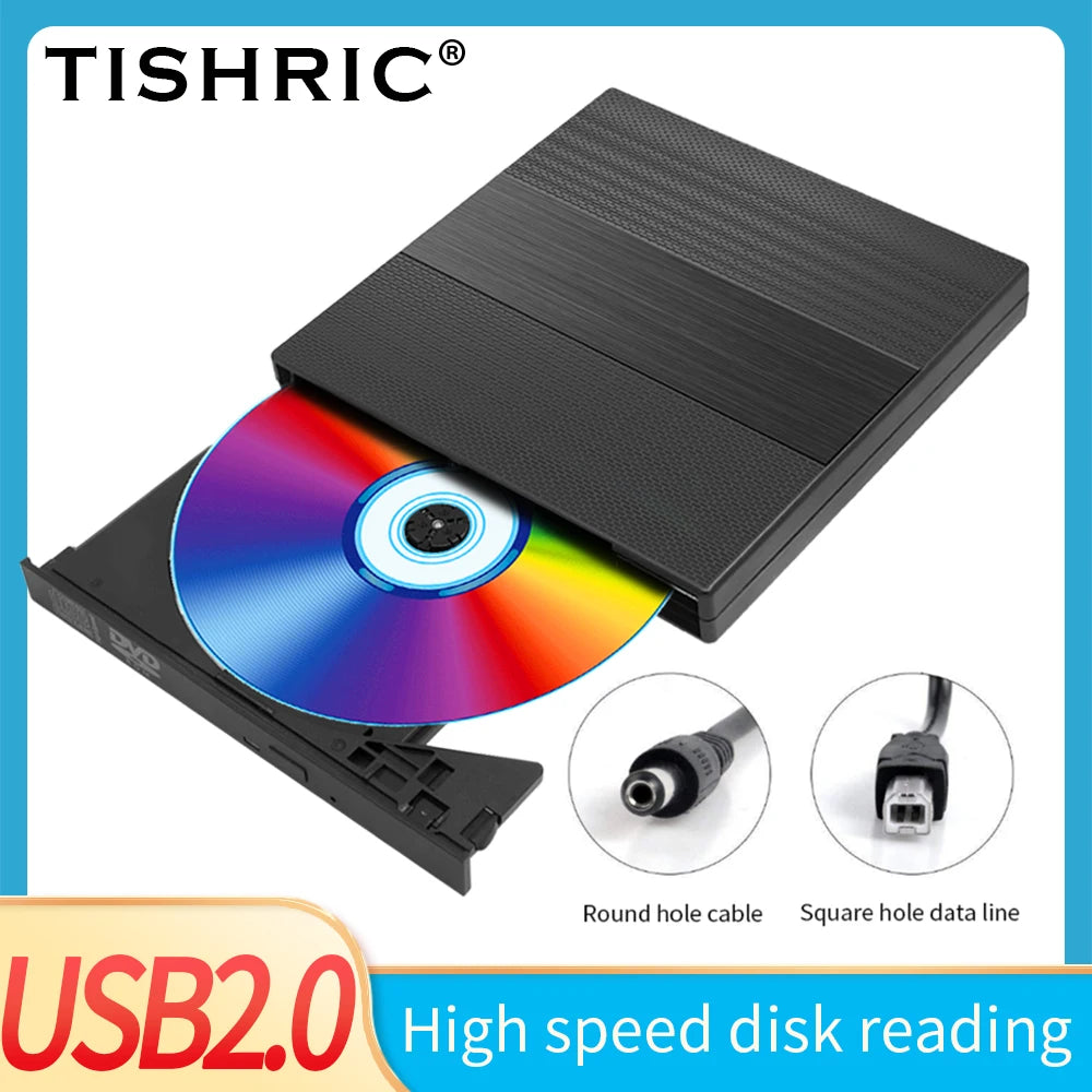 TISHRIC USB External DVD/CD Drive – USB 3.0 & Type-C External Optical Drive PRIMED USB2.0 China Mainland