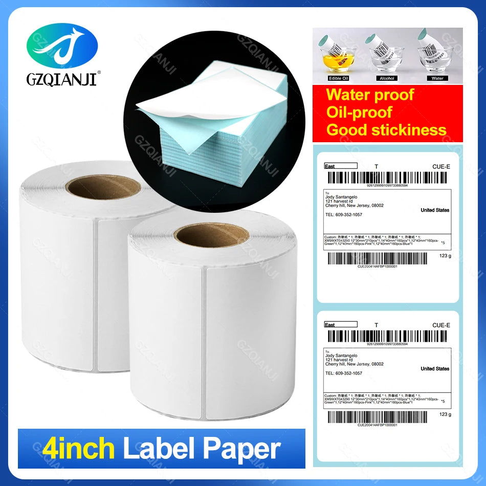 4" Thermal Label Rolls 100x100mm 100x150mm + Stand Holder Thermal Label Rolls PRIMED
