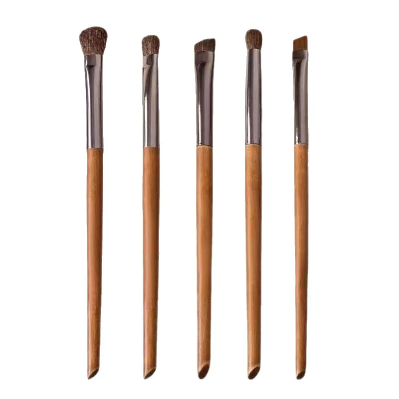 5-Pc Horse Hair Eyeshadow & Eyebrow Makeup Brush Set + Bag