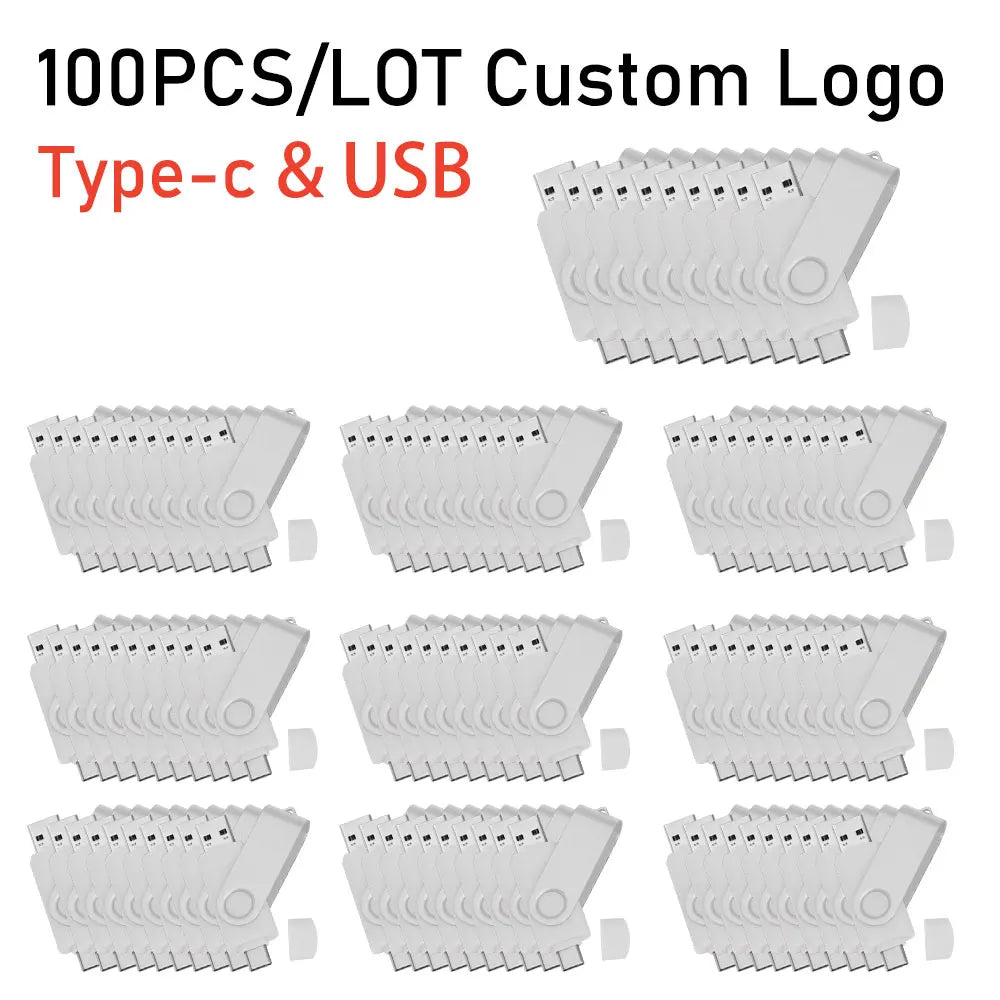 100-Pack Type-C USB 2.0 Flash Drives – Free Custom Logo USB Flash Drive PRIMED 4GB Sliver