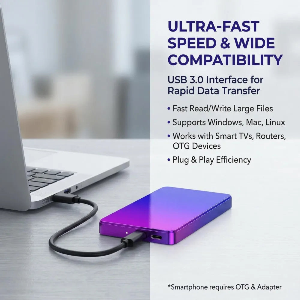 TISHRIC Portable External Hard Drive USB 3.0 – Up to 2TB Portable External HDD PRIMED