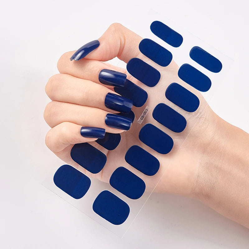Semi-Cured Gel Nail Wraps Full Cover Stickers – 16pc Set