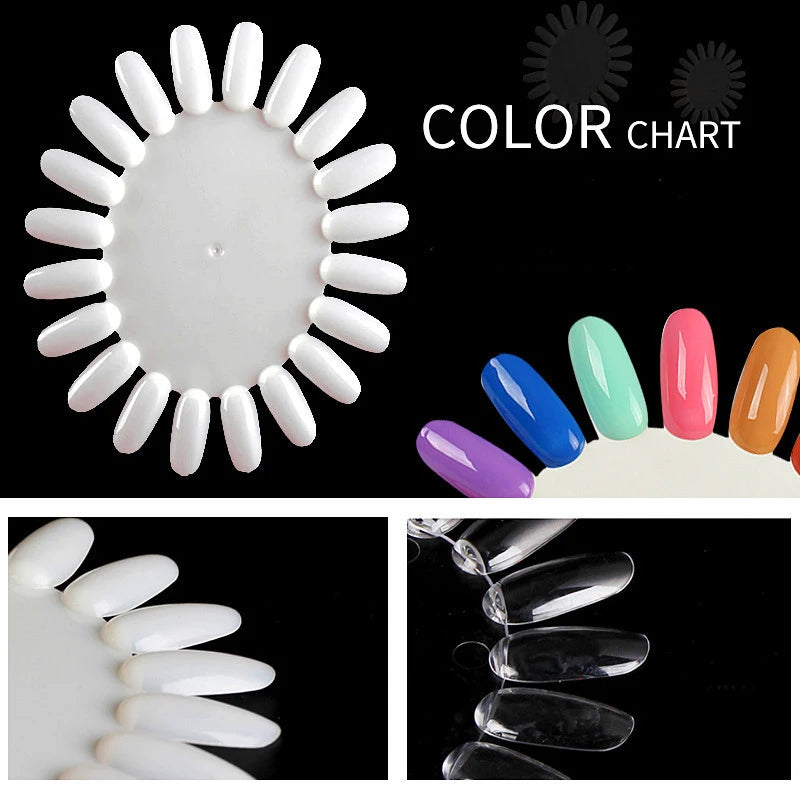 Nail Color Display Board & Practice Wheel – 20 Acrylic Tips Nail Display Board PRIMED