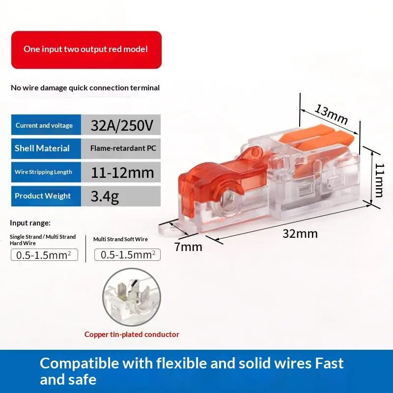 T-Type No-Strip Wire Connector | Quick Branch Terminal Block