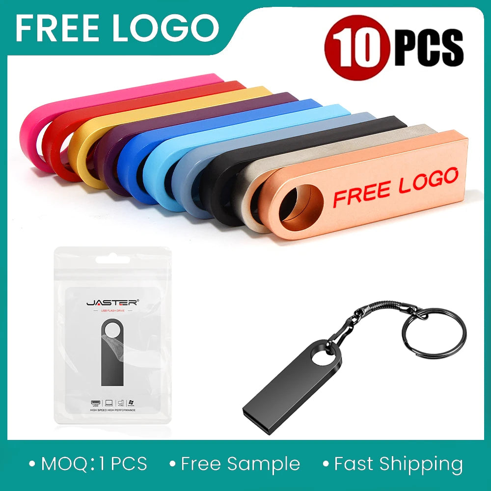 10-Pack Custom Logo Metal USB Flash Drives 128MB–128GB USB Flash Drive PRIMED