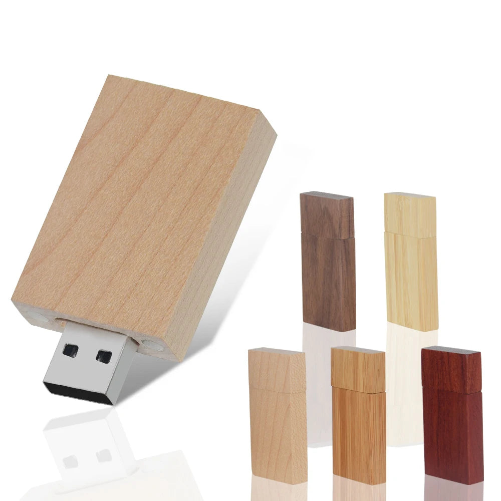 10-Pack Walnut Wooden USB Flash Drives | Free Custom Logo Wooden USB Flash Drive PRIMED