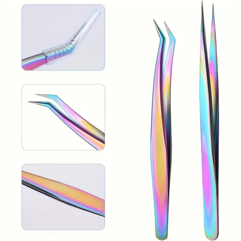 Titanium Precision Eyelash Tweezers – Stainless Steel Makeup