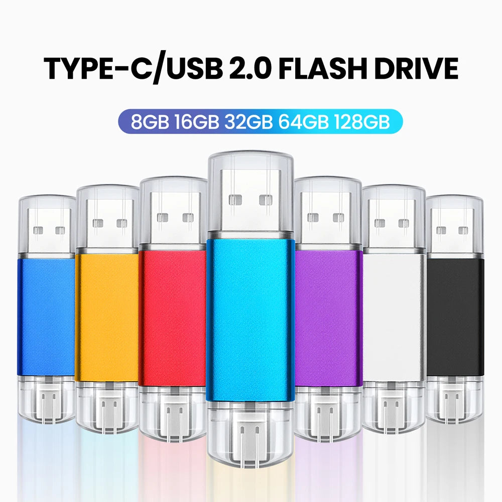 JASTER 2-in-1 USB & USB-C Flash Drive 4GB–128GB Metal Clip USB Flash Drive PRIMED