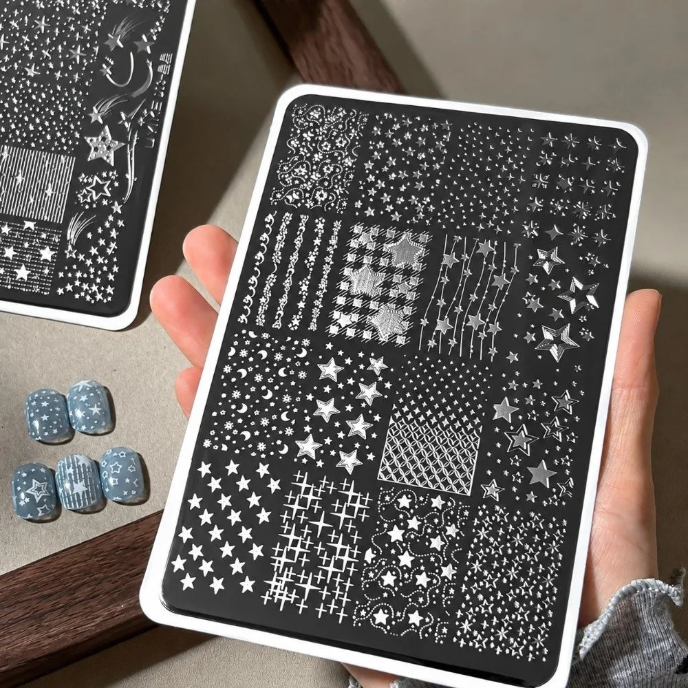 Star Moon Nail Stamping Plate – 3D Metal Transfer Tool