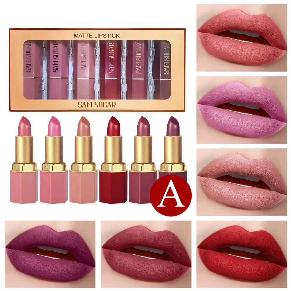 SAM SUGAR 6-Piece Matte & Pearlescent Lipstick Set