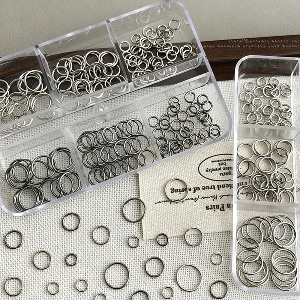Punk Nail Charms 6-Grid Set – Open Jump Rings & Metal Loops Nail Art Charms PRIMED