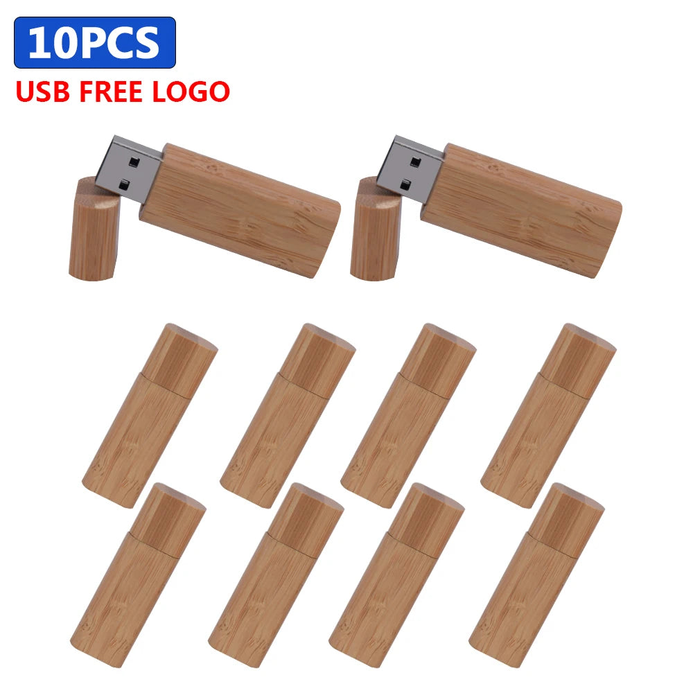 Wooden USB Flash Drive Custom Logo Bulk 4GB–64GB | 10/30/50 Pack