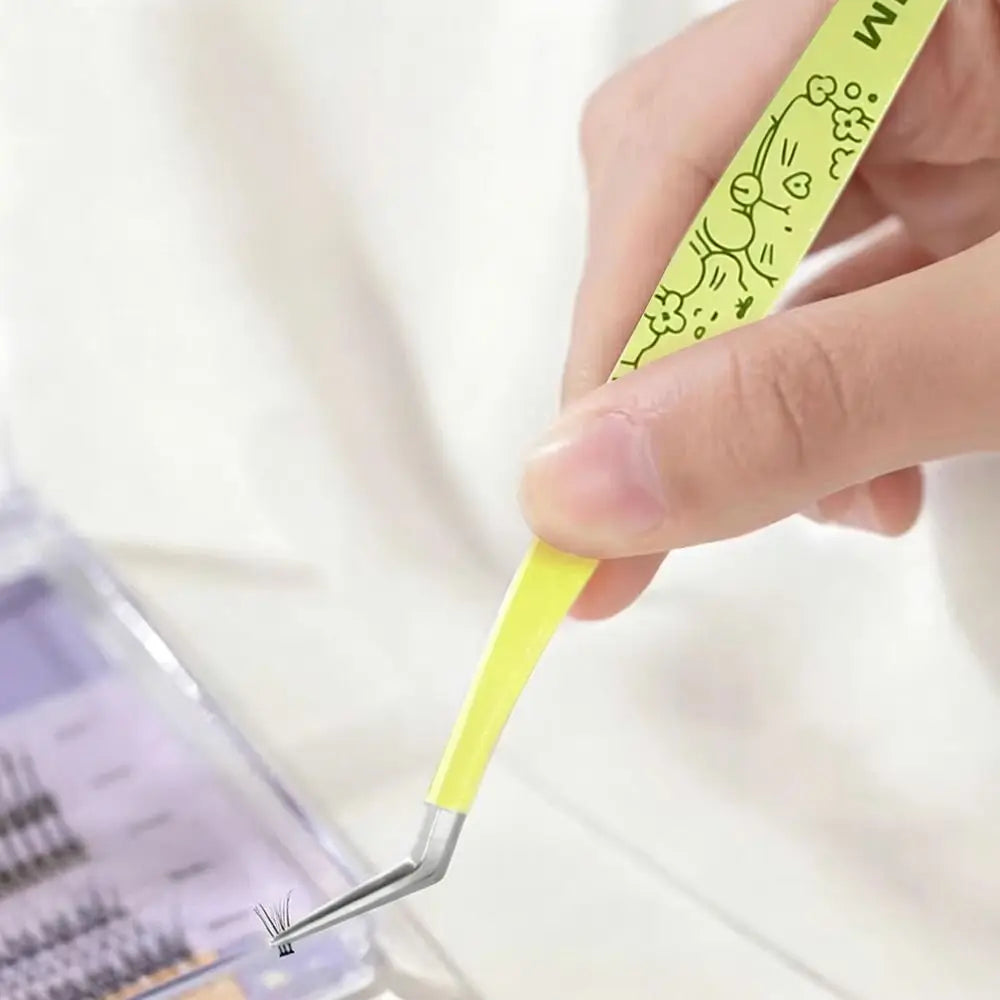Anti-Static Curved Eyelash Extension Tweezers | Cartoon Design Eyelash Tweezers PRIMED