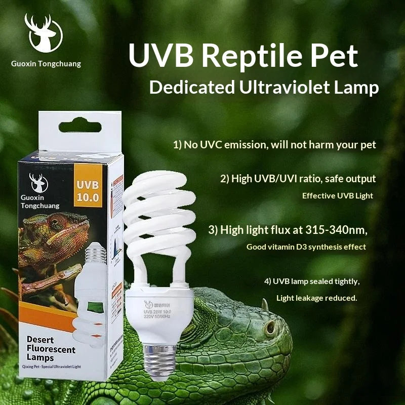 UVB Reptile Lamp 13W/26W 5.0 & 10.0 – Terrarium Basking Light Reptile UVB Lamp PRIMED
