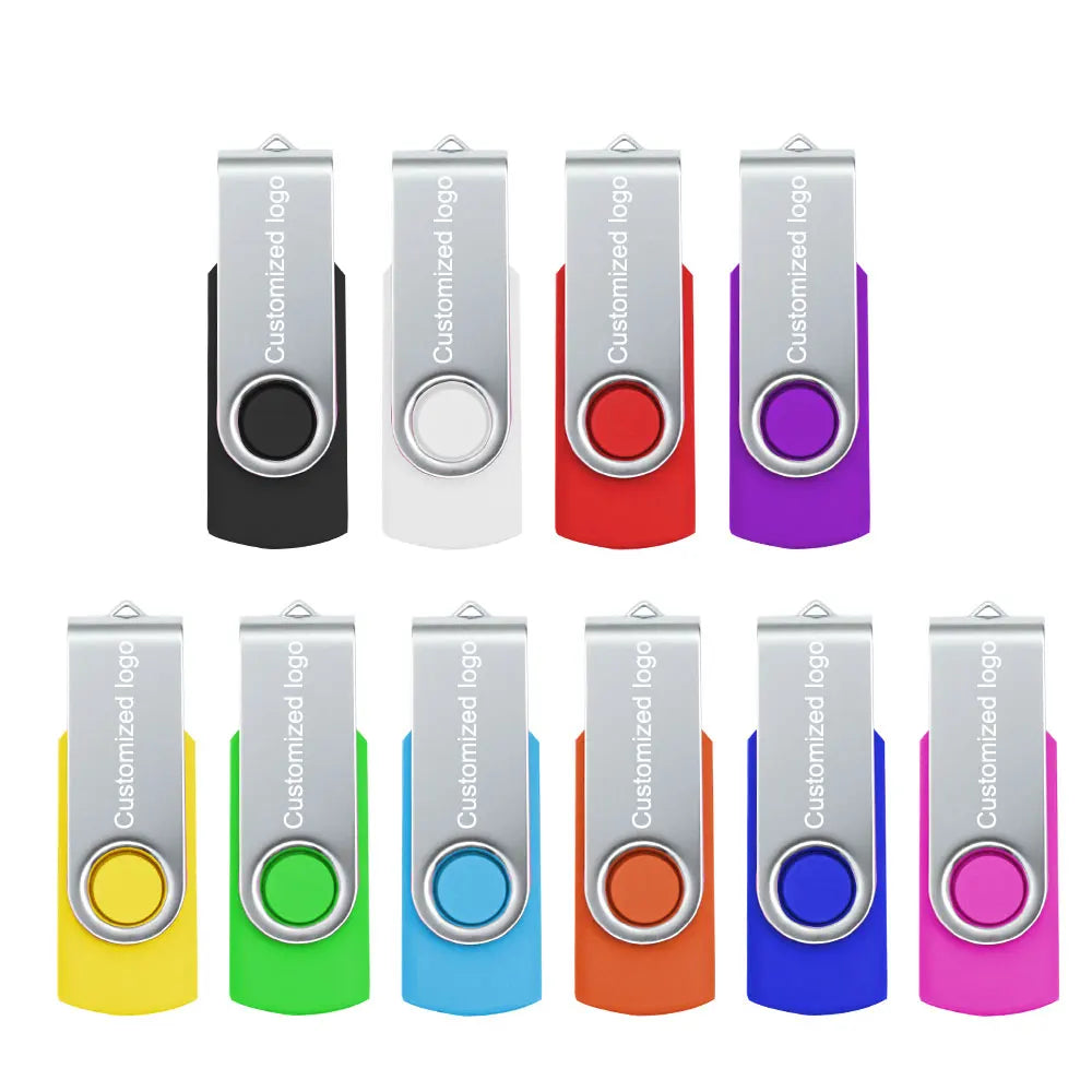 Rotatable Colorful USB 2.0 Flash Drive 8GB–128GB Metal Pen Drive USB Flash Drive PRIMED