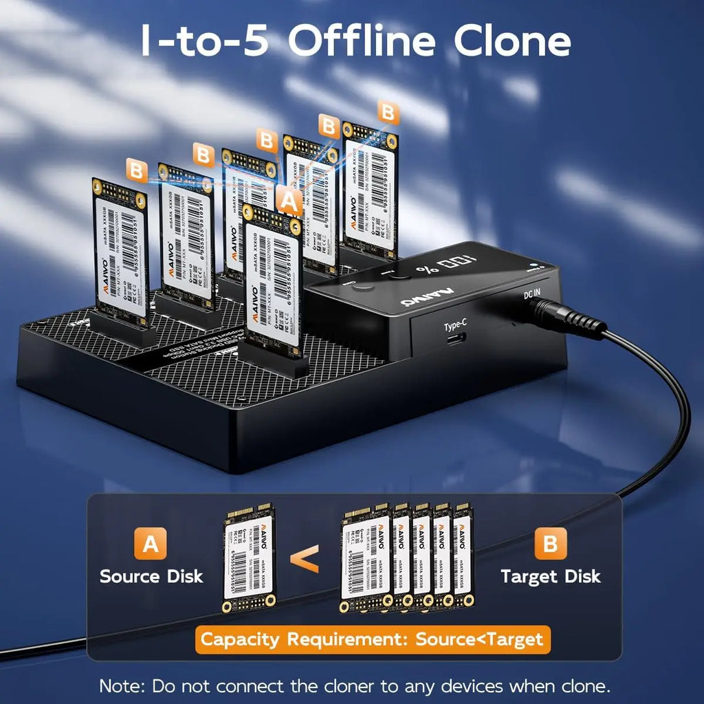 MAIWO 6-Bay mSATA SSD Docking Station & Cloner USB 3.0 SSD Docking Station PRIMED