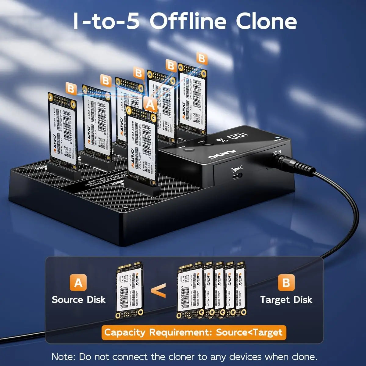 MAIWO 6-Bay mSATA SSD Docking Station & Cloner USB 3.0 SSD Docking Station PRIMED