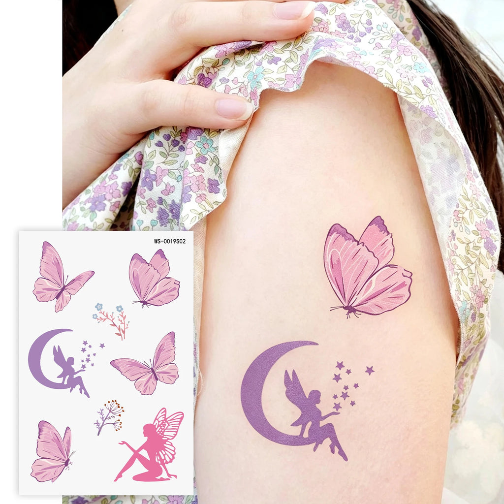 10-Pack 3D Butterfly Temporary Tattoo Stickers – Pink & Purple