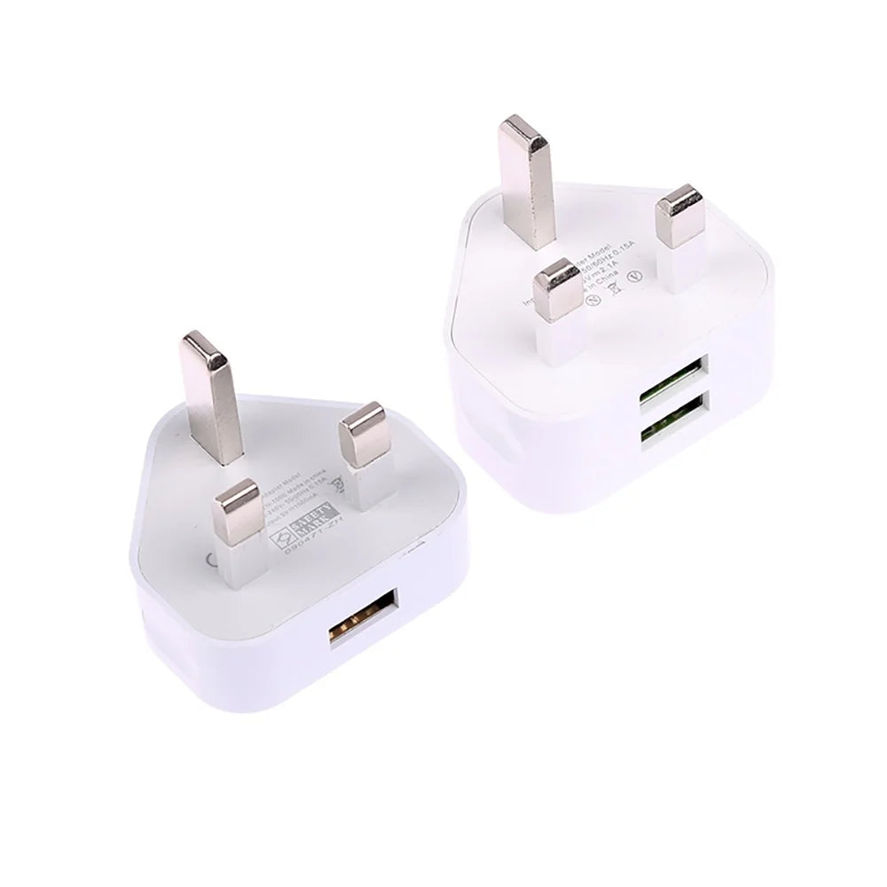 UK 3-Pin USB Wall Charger 1/2 Ports 5V 2.1A | iPhone Samsung USB Wall Charger PRIMED
