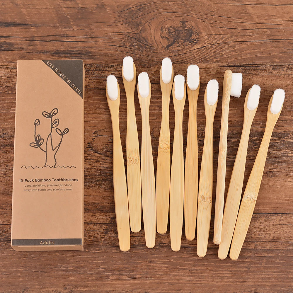 10-Pack Bamboo Nano Soft Toothbrush | Eco-Friendly & Vegan