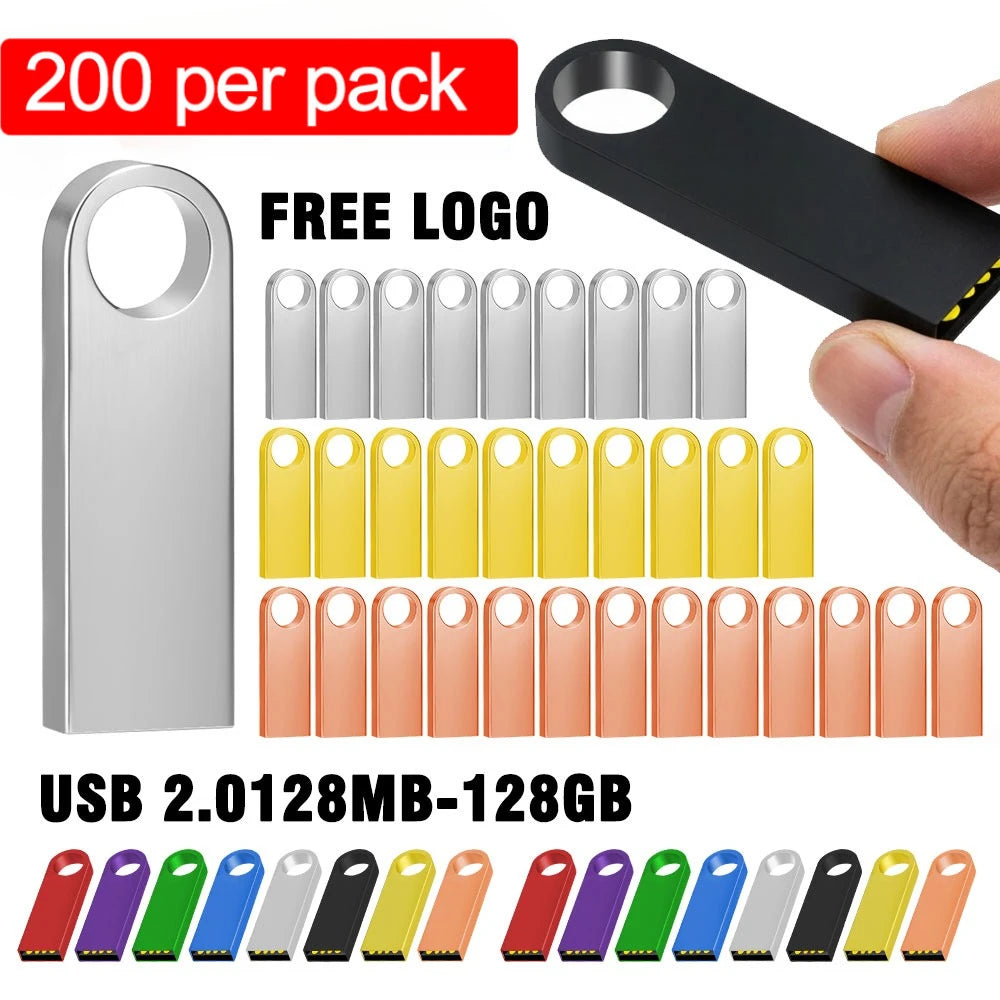 200-Pack Custom Logo Metal USB Flash Drives 4GB–64GB Bulk Bulk USB Flash Drives PRIMED