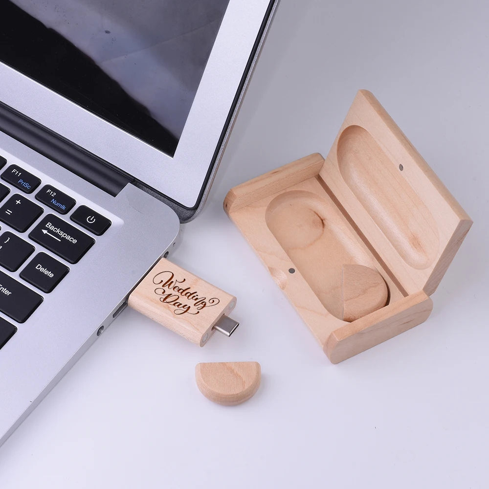 50-Pack Wooden USB 3.0 Type-C Flash Drive | Custom Logo USB Flash Drive PRIMED