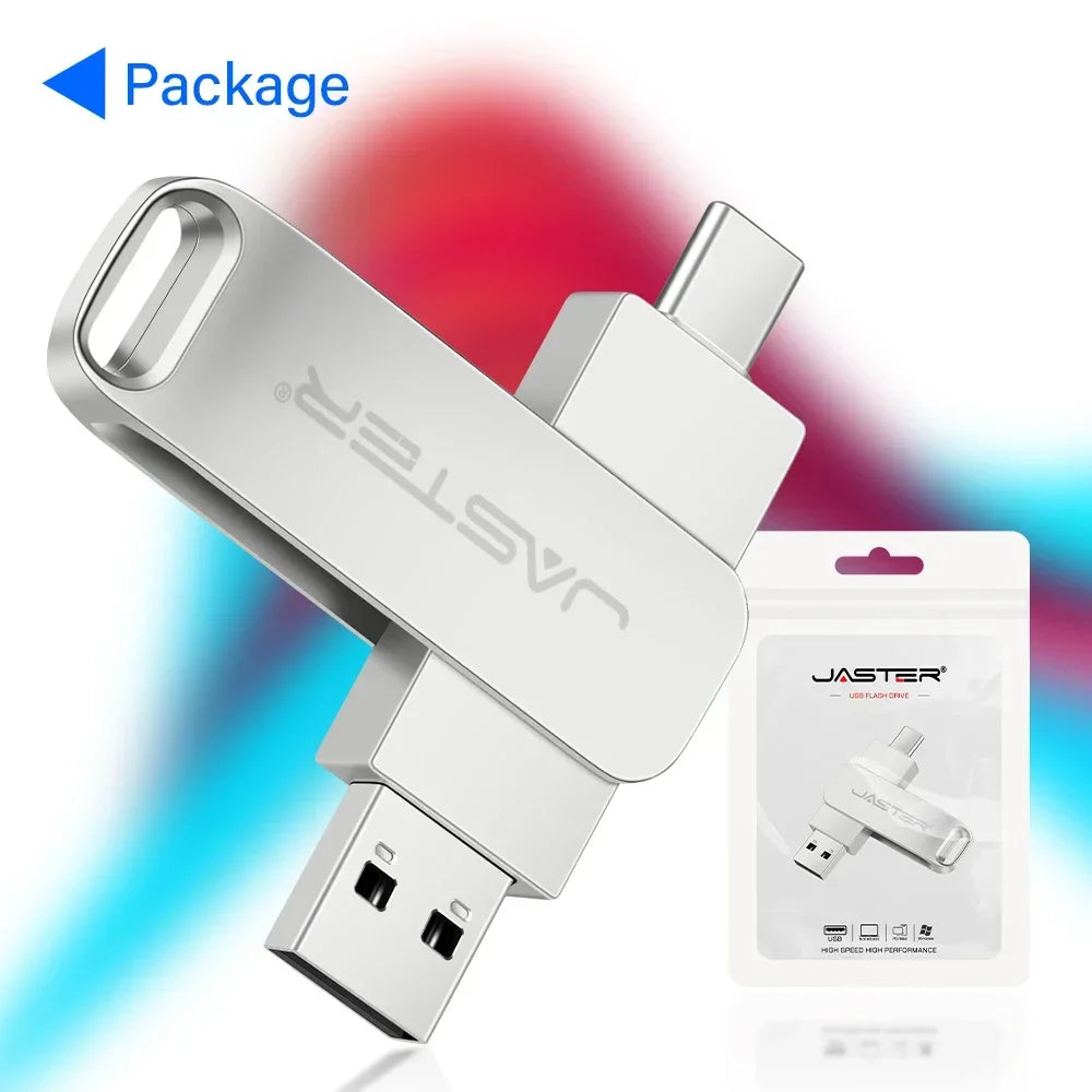 JASTER 2-in-1 Type-C USB Flash Drive 8GB–64GB Metal Stick USB Flash Drive PRIMED
