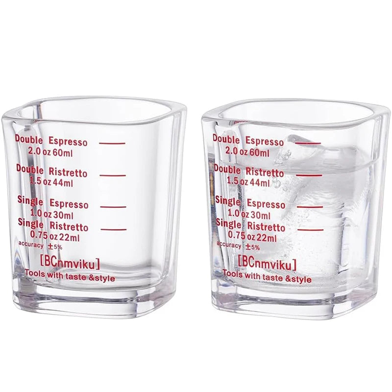 60ml Espresso Shot Glass Measuring Cup | Heavy Square 2oz Espresso Shot Glass PRIMED 2 Red 60ML