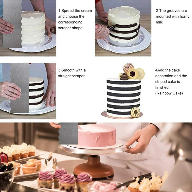 LMETJMA 10" Double-Sided Stainless Steel Cake Scraper & Smoother Cake Scraper PRIMED