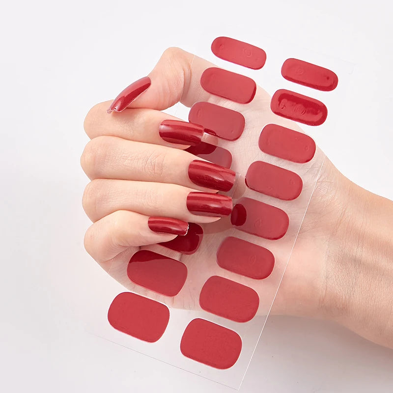 Semi-Cured Gel Nail Wraps Full Cover Stickers – 16pc Set