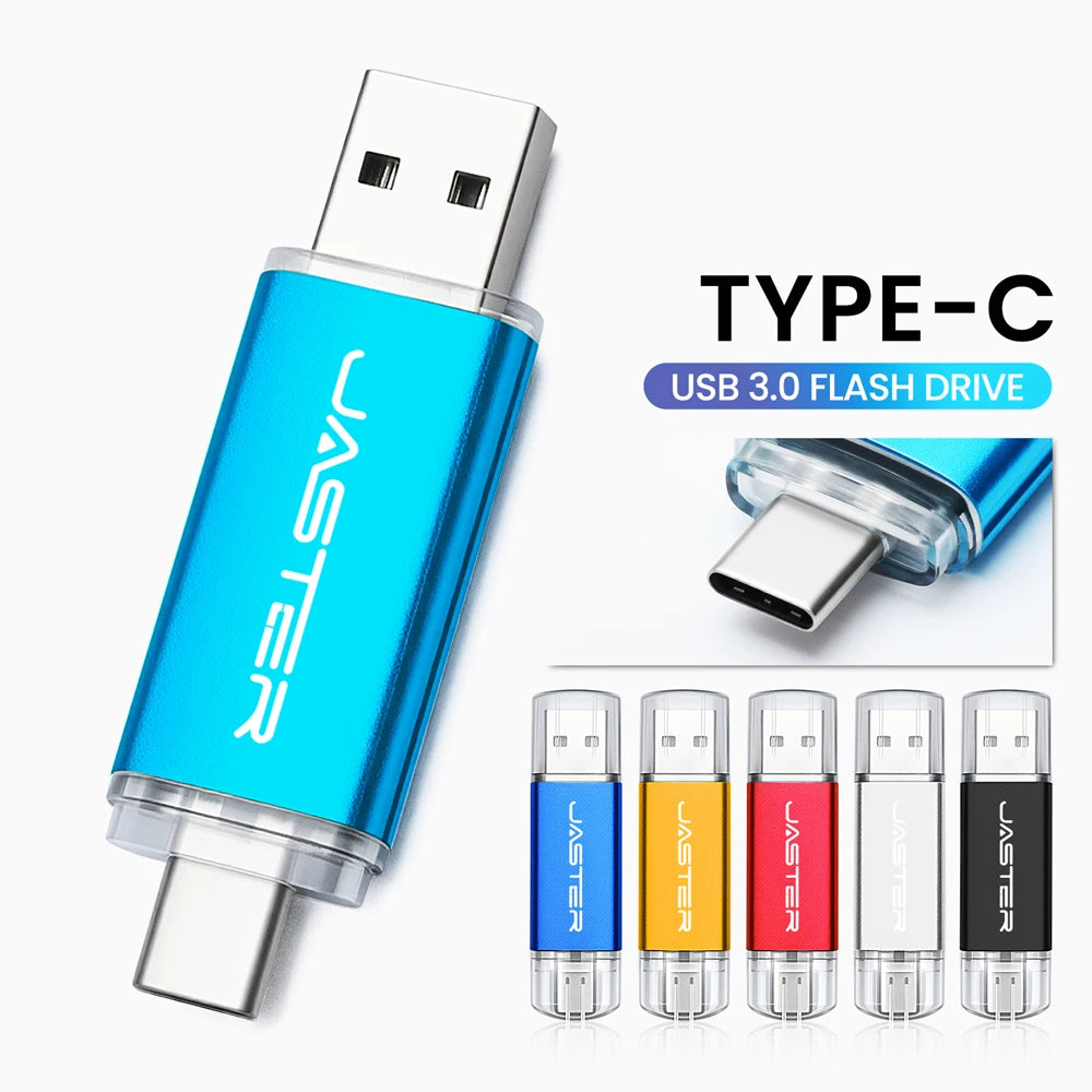 JASTER Type-C OTG USB 3.0 Flash Drive 4GB–128GB Metal USB Flash Drive PRIMED