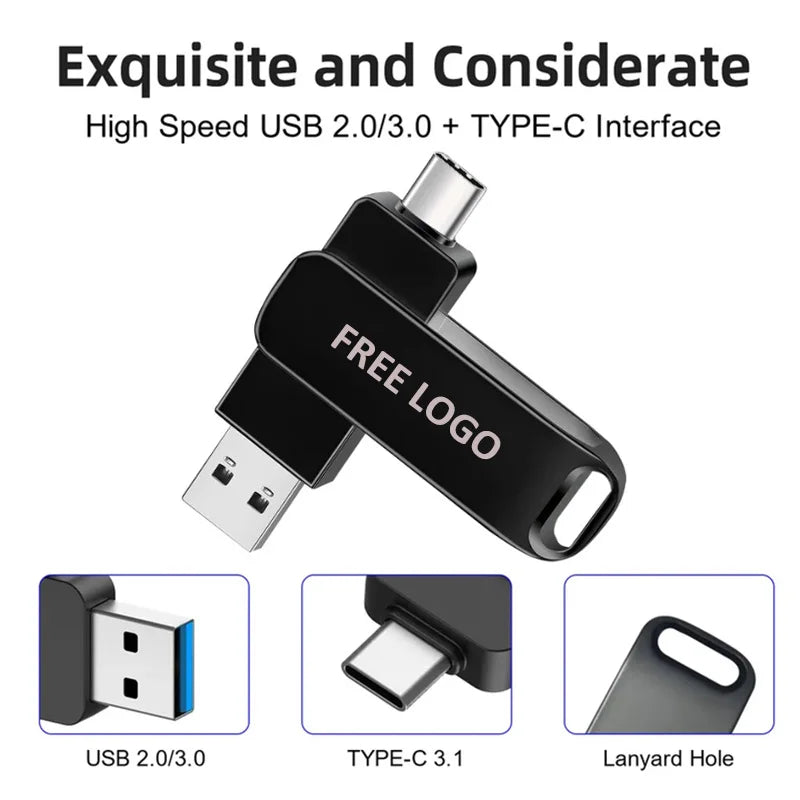 10-Pack Type-C USB 3.0 OTG Flash Drive 32–256GB Metal USB Flash Drive PRIMED