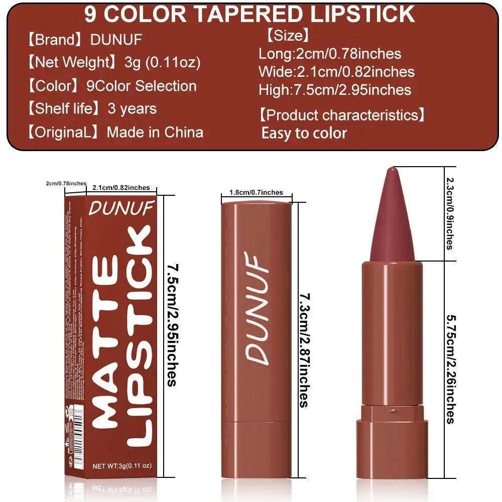DUNUF 9-Color Matte Velvet Gradient Lip Liner & Lipstick Lip Liner Lipstick PRIMED