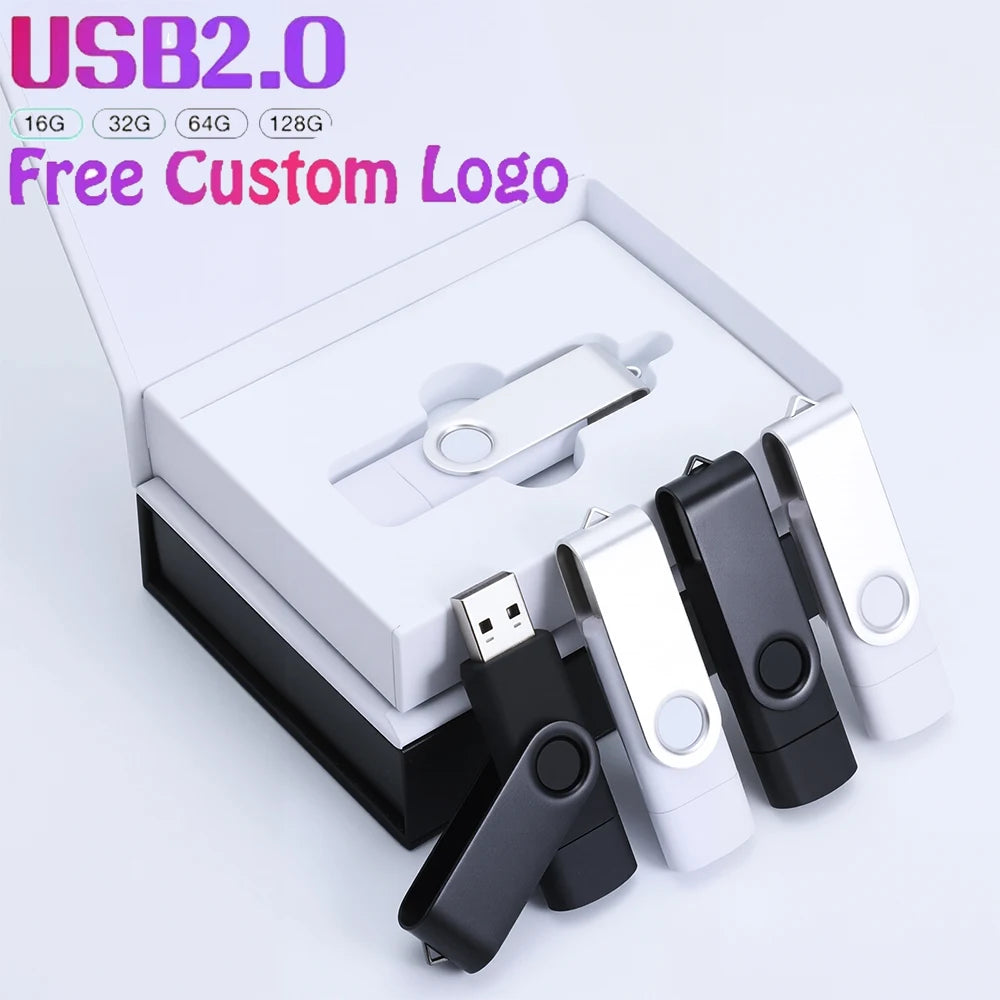 Custom Logo USB Flash Drive Type-C & USB 2.0 Gift Box USB Flash Drive PRIMED