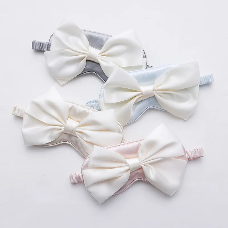 Silk Bow Sleep Eye Mask for Women – Travel & Nap Shade