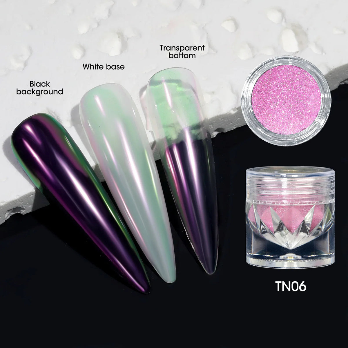 10-Color Aurora Chrome Nail Powder – Iridescent Chameleon Pigment