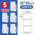 Niimbot Thermal Label Paper 5 Rolls 30–50mm | B1 B21 B203 B3S Thermal Label Rolls PRIMED 5Rolls WH30-20mm