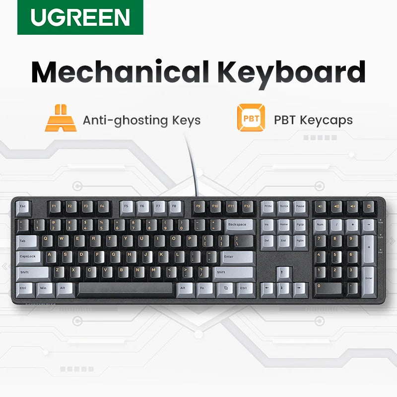 UGREEN 108-Key Mechanical Keyboard PBT Keycaps Red Switch Mechanical Keyboard PRIMED