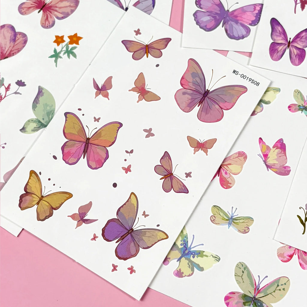 10-Pack 3D Butterfly Temporary Tattoo Stickers – Pink & Purple