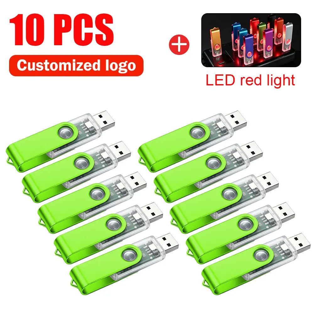 10-Pack Custom Logo Metal USB Flash Drives 256MB–128GB USB Flash Drive PRIMED 256MB x 10PCS green-A