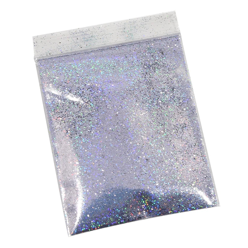 Holographic Nail Glitter Powder 10g – Silver & Gold Laser