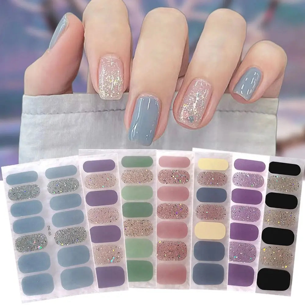 Waterproof Foil Gel Nail Stickers – 14 Tips Full Nail Wraps